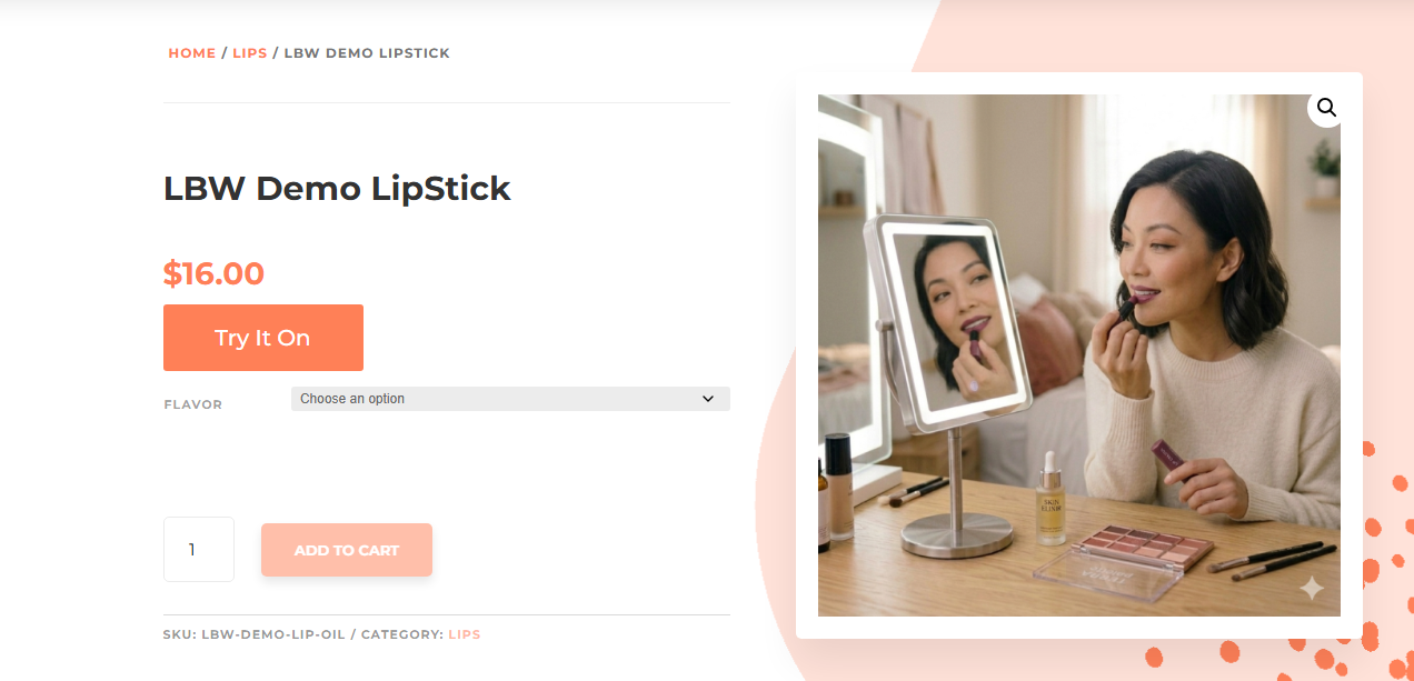 Demo product page layout