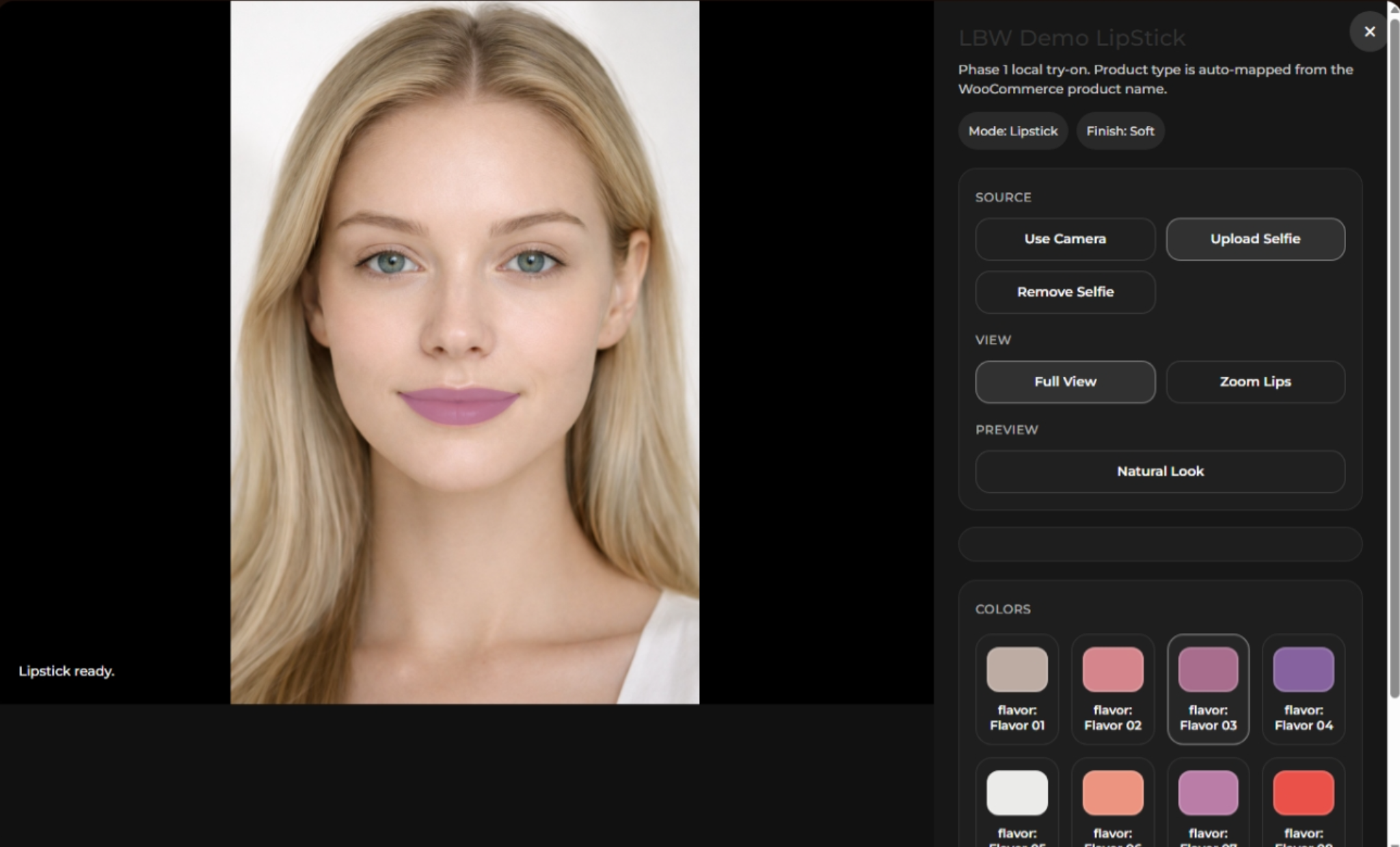 Lipstick modal demo preview