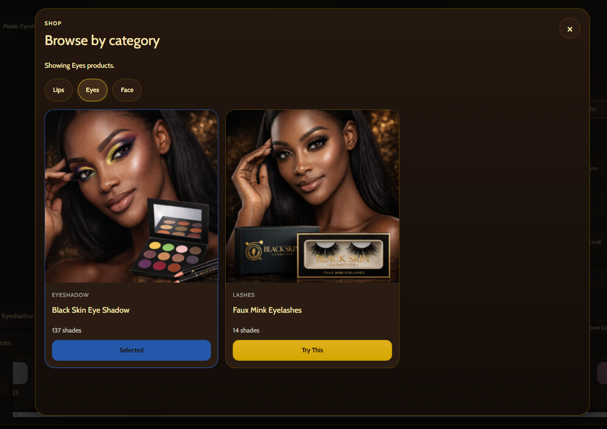 Browse products modal example