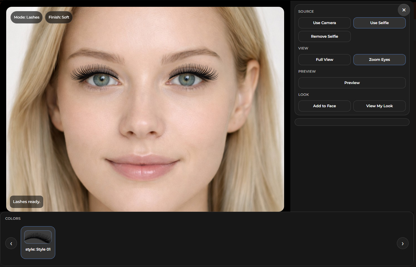 Eyelashes demo screenshot