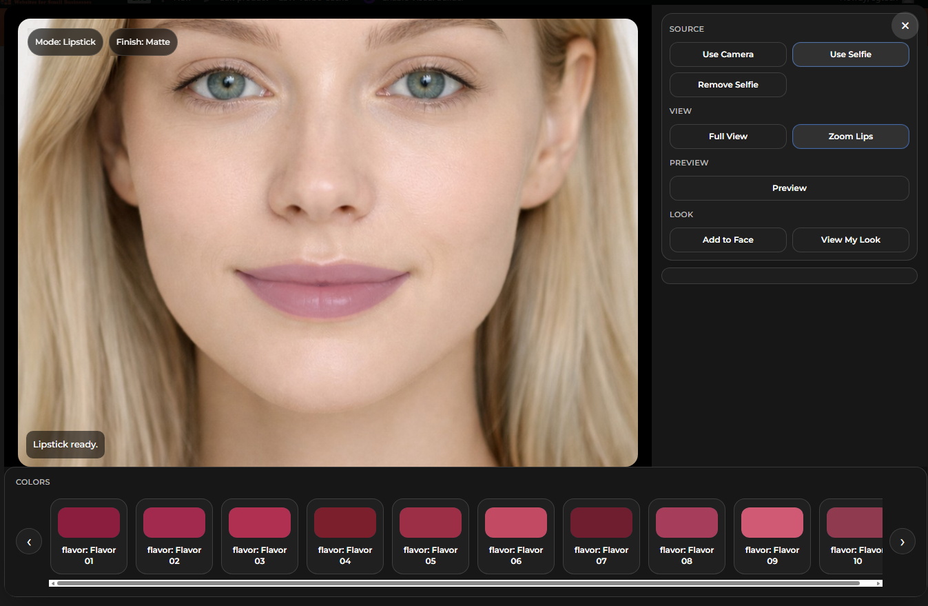 Zoom lips lipstick try-on example